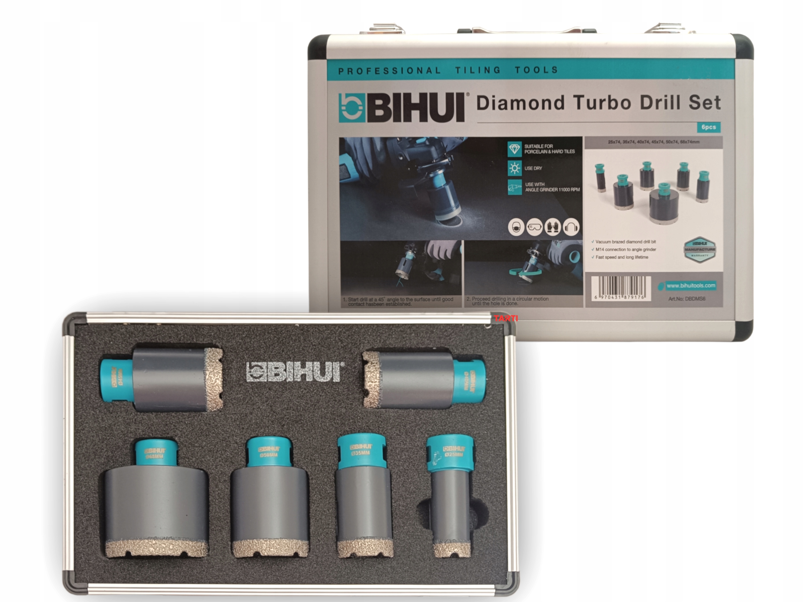 BIHUI ZESTAW OTWORNIC WIERTEŁ DIAMENTOWYCH DO GRESU 6EL. DBDMS6 Kod producenta DBDMS6