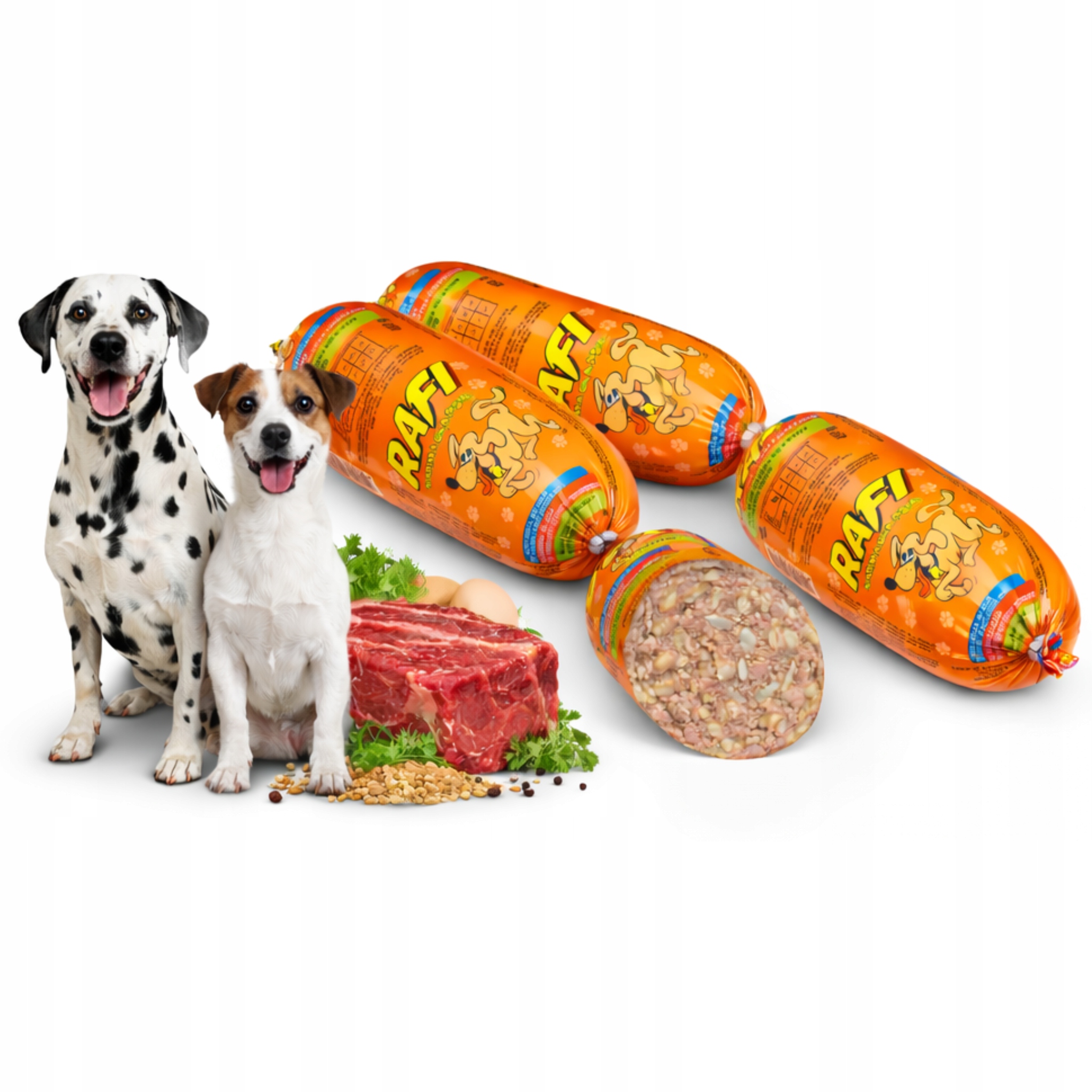 Mokra karma dla psa baton Rafi 70% mięsa witaminy 450g zestaw 20 sztuk
