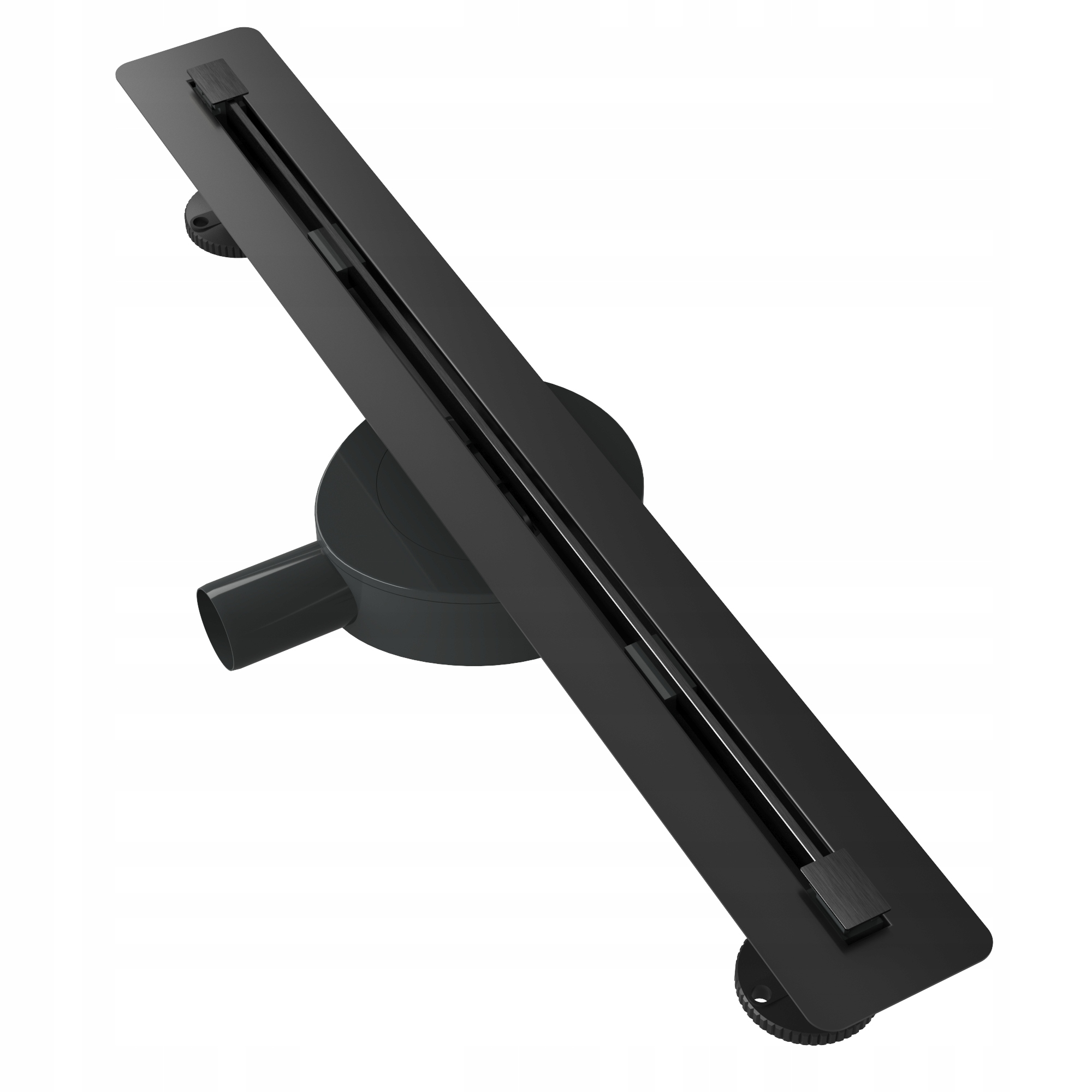 Lineárny Odtok Pod Dlažbu Čierny 60 cm Oceľ Sifón Sprcha Sprchová Vanička Luno