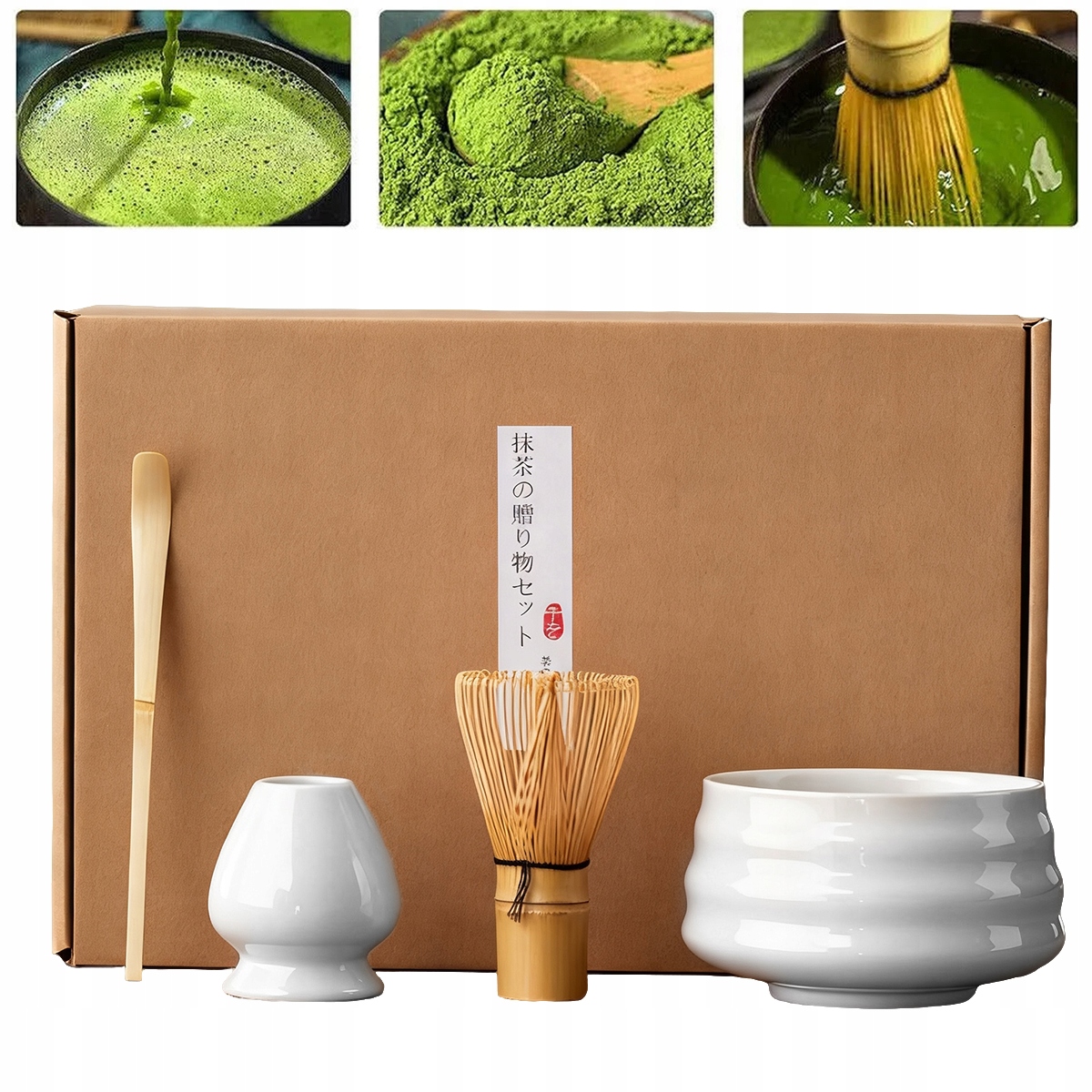Bambusový Dárková Sada Na Čaj Matchy Chashaku Šlehací Metla Lžíce 4EL
