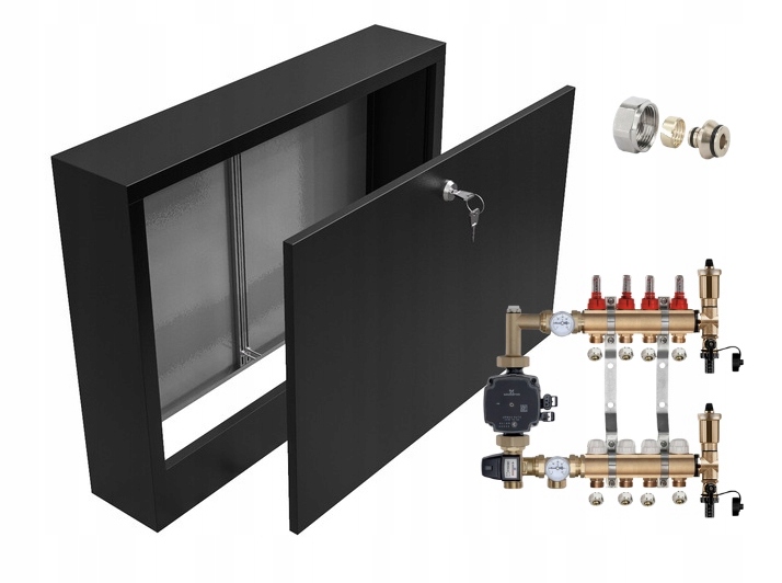 Rozdělovač 4 pro podlahovku s Pompou Grundfos+pex+skříňka Na Omítku Czar