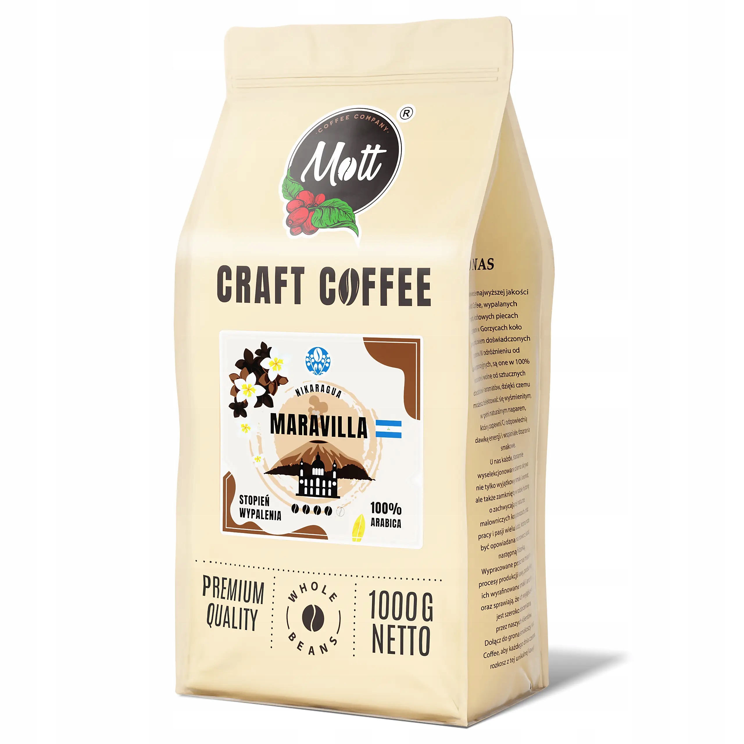 Levně Káva zrnková do kávovaru 1 kg 100% Arabica Čerstvě pražená Maravilla Pěna