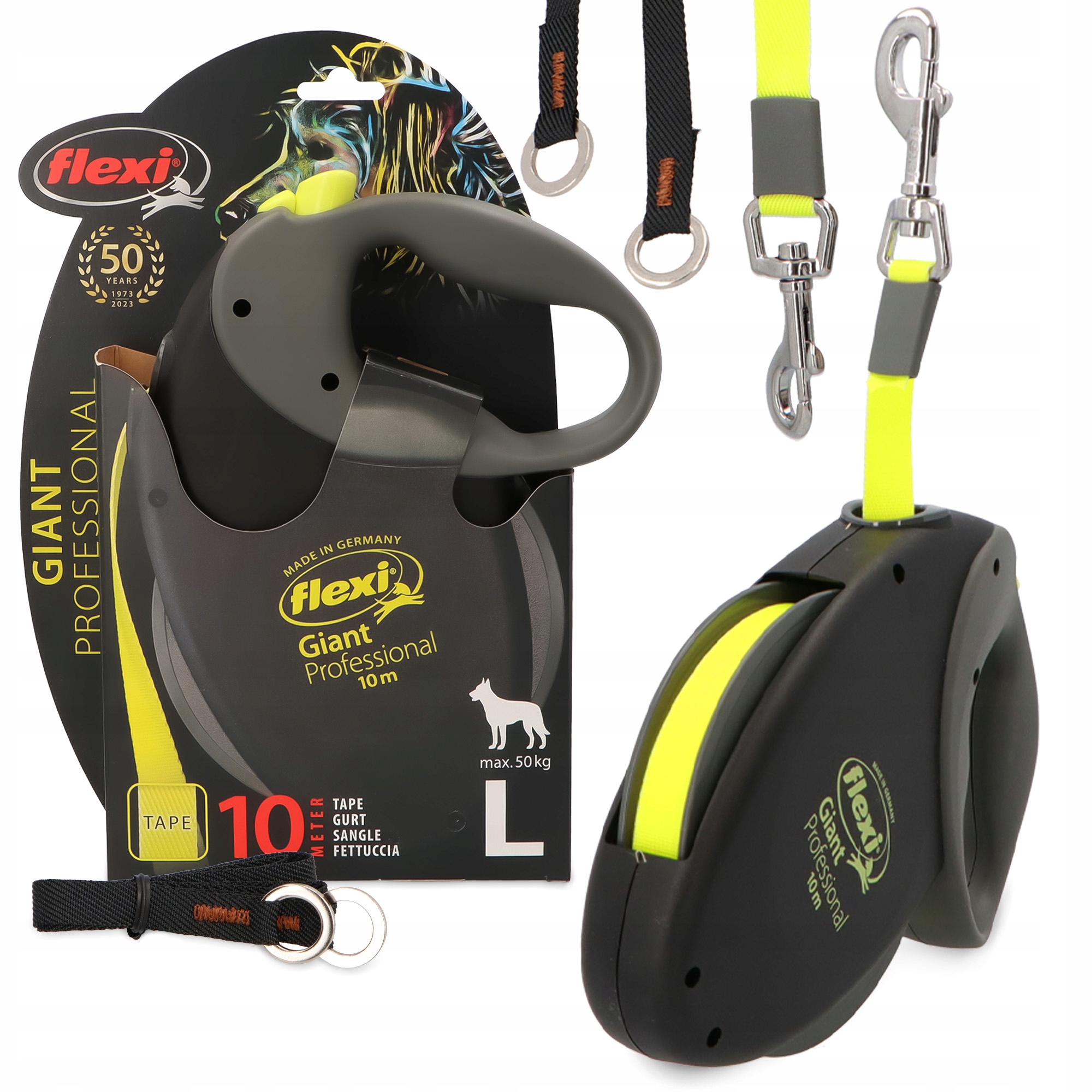 Smycz Psa Flexi Automatyczna 10m Taśma Zwijana Dużych Psów Mocna Odblask 3O