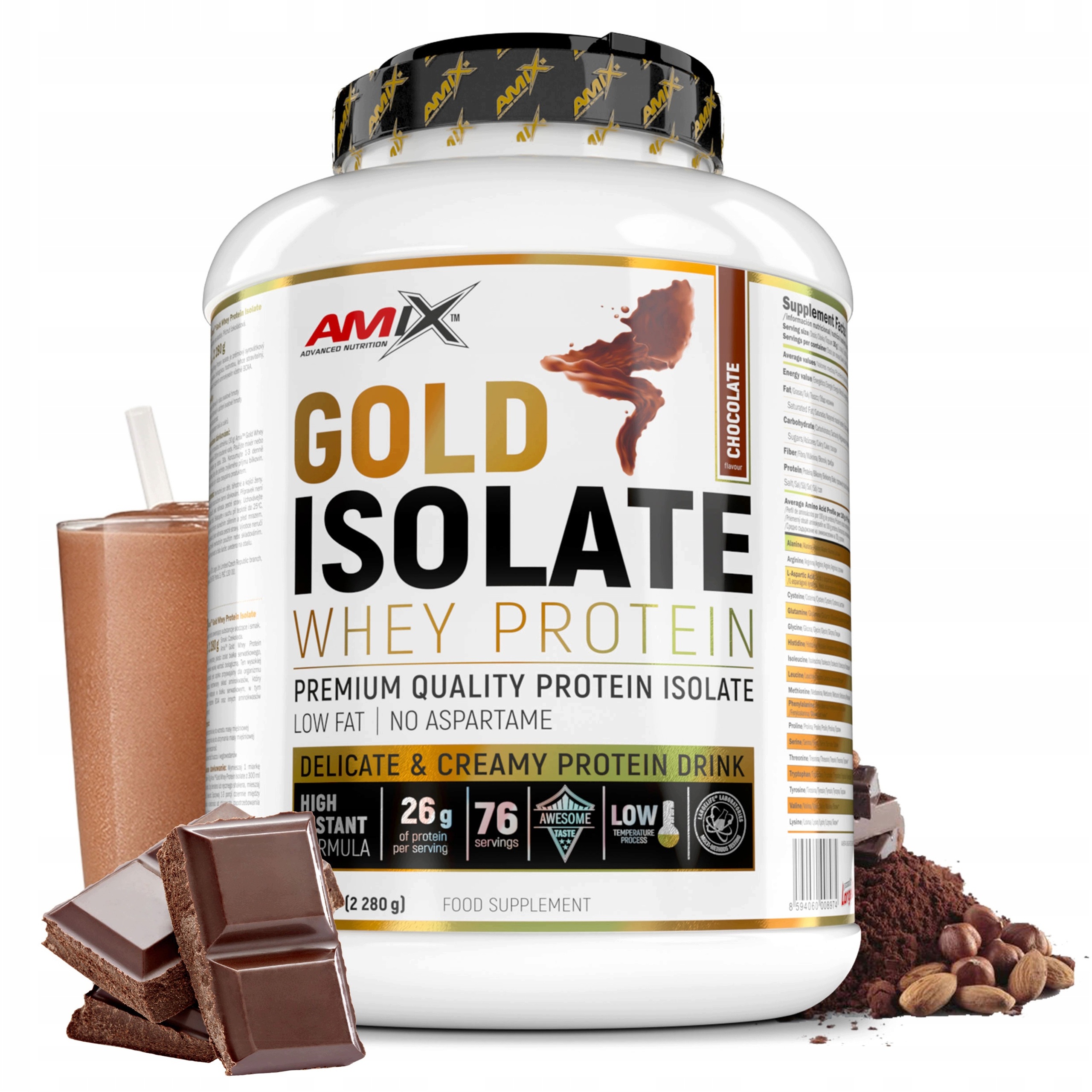 Wpi proteinový izolát doplněk stravy Whey 2200 g čokoláda Bcaa Eaa
