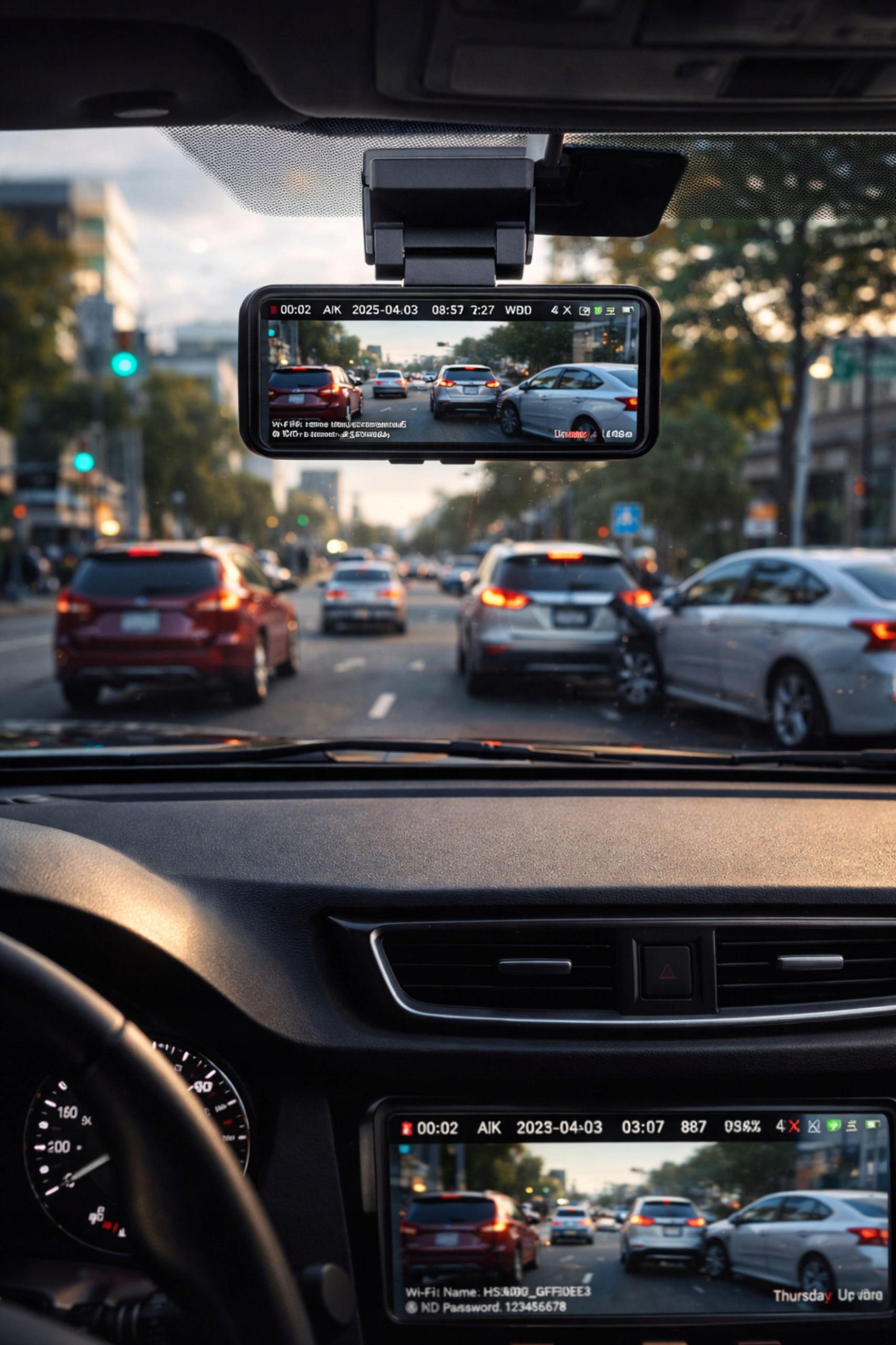 Wideorejestrator samochodowy 4K GPS WiFi kamera przód tył ADAS G-Sensor