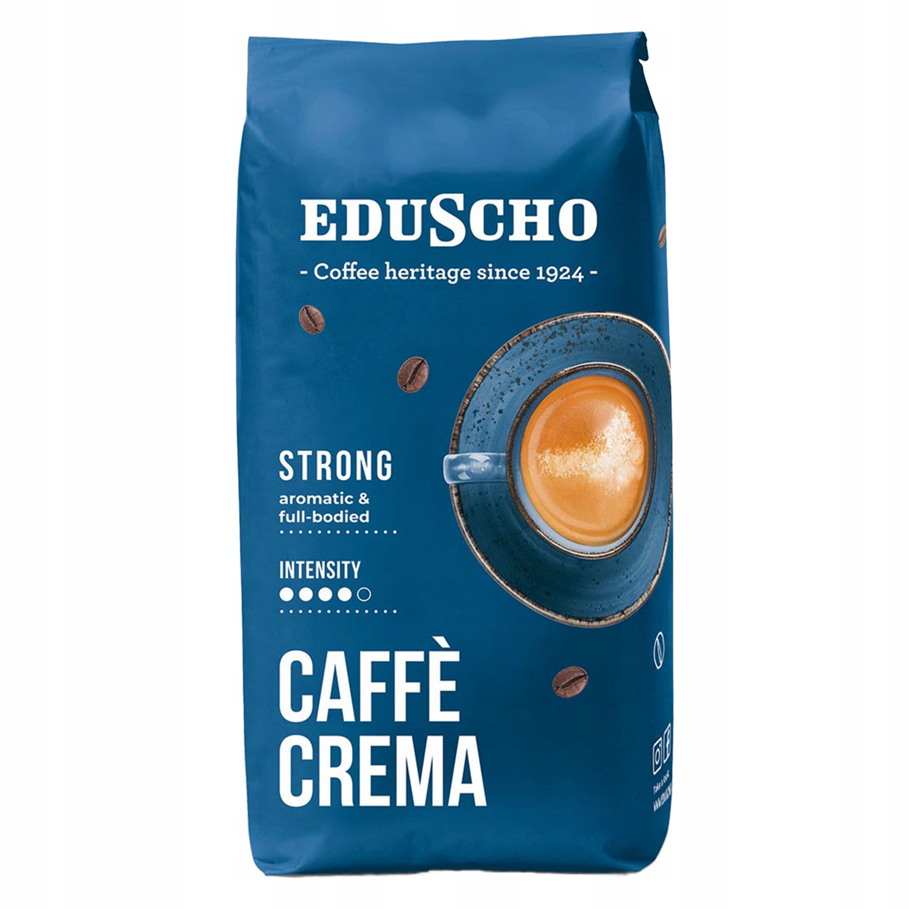 Levně Eduscho Káva Zrnková Caffe Crema Strong Pražená směs zrn 1 Kg