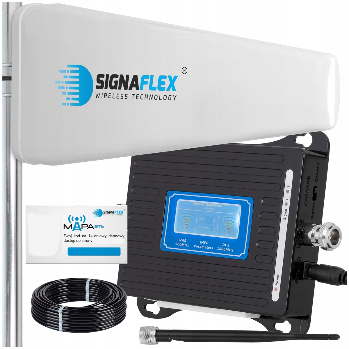 Sada Zosilňovač Gsm/dcs LCD3000 LS-GD22 T1 20dBi 10 m Bat