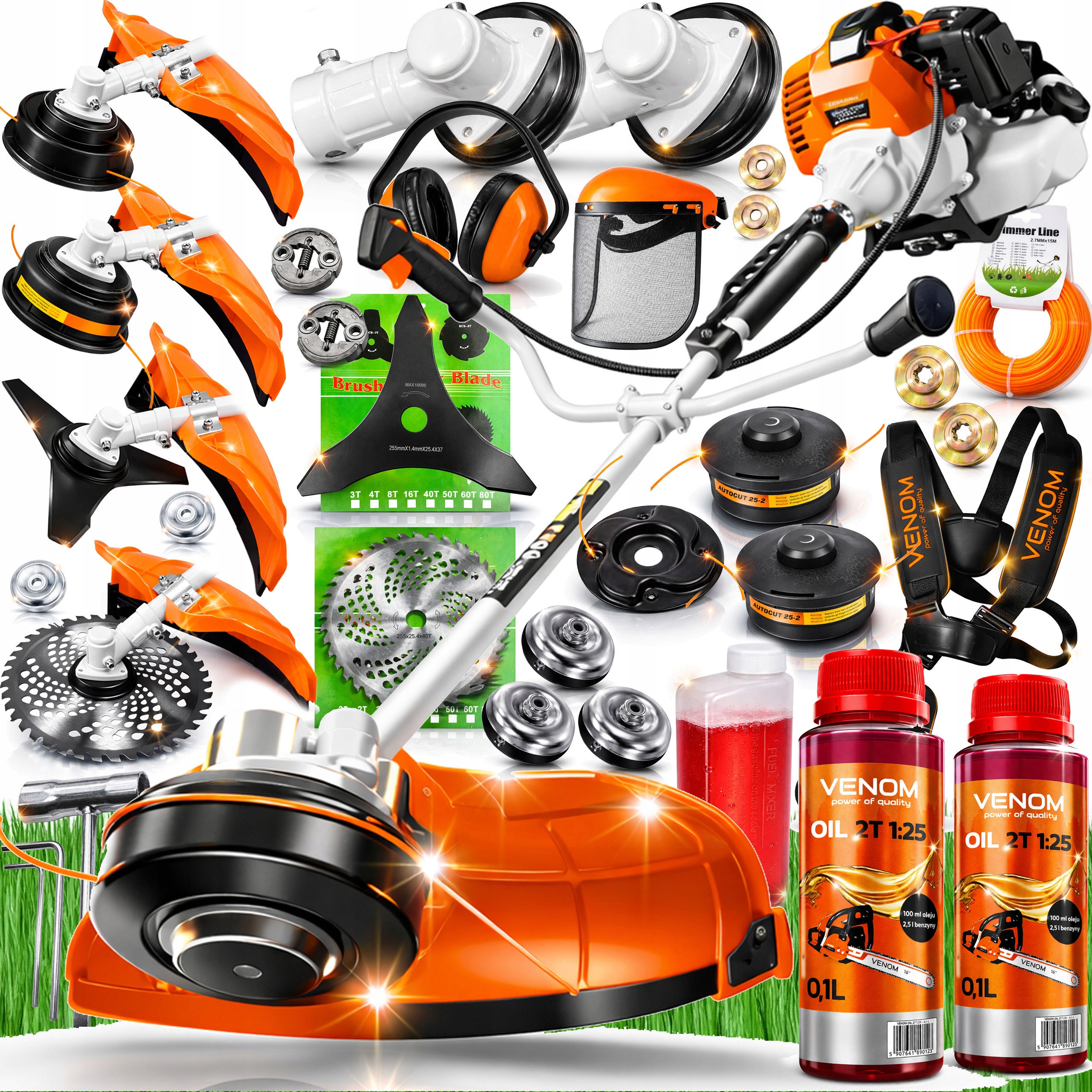 Výkonná Motorový Křovinořez Venom Na Trávy 2x Převodovka Komplet Gigant
