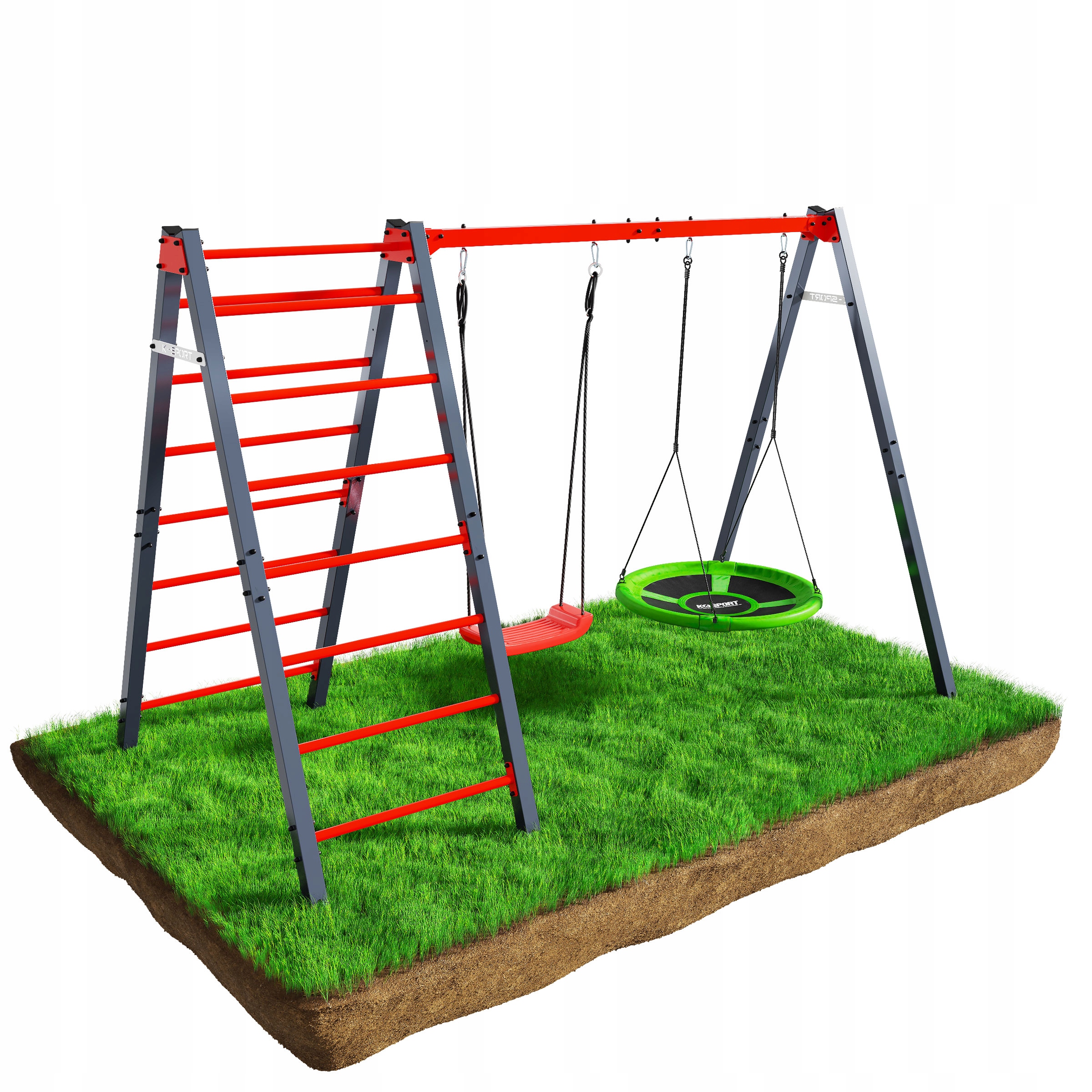 Zahradní houpačka s žebříkem, dvojitá, čapí hnízdo KSOZ030