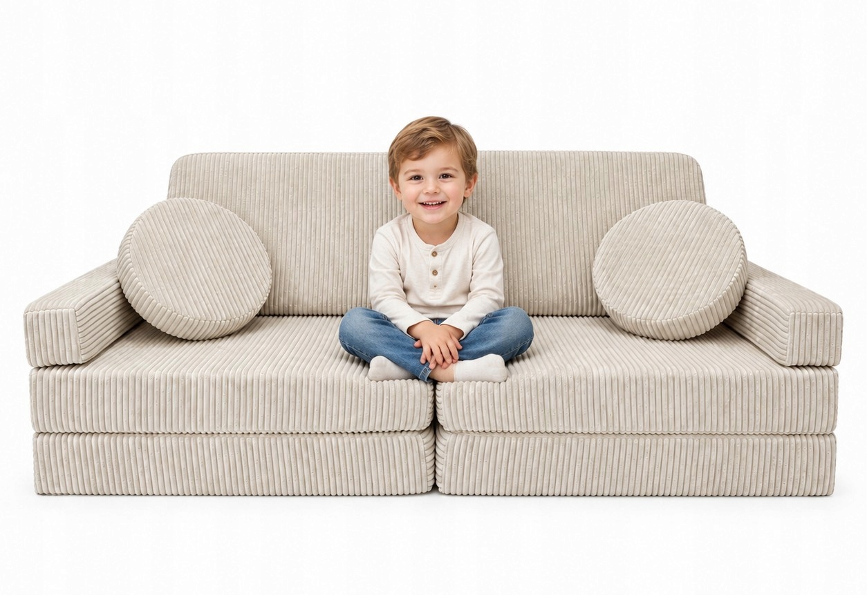 kanapa sofa modułowa fotel wielofunkcyjny rozkładany składany beżowy