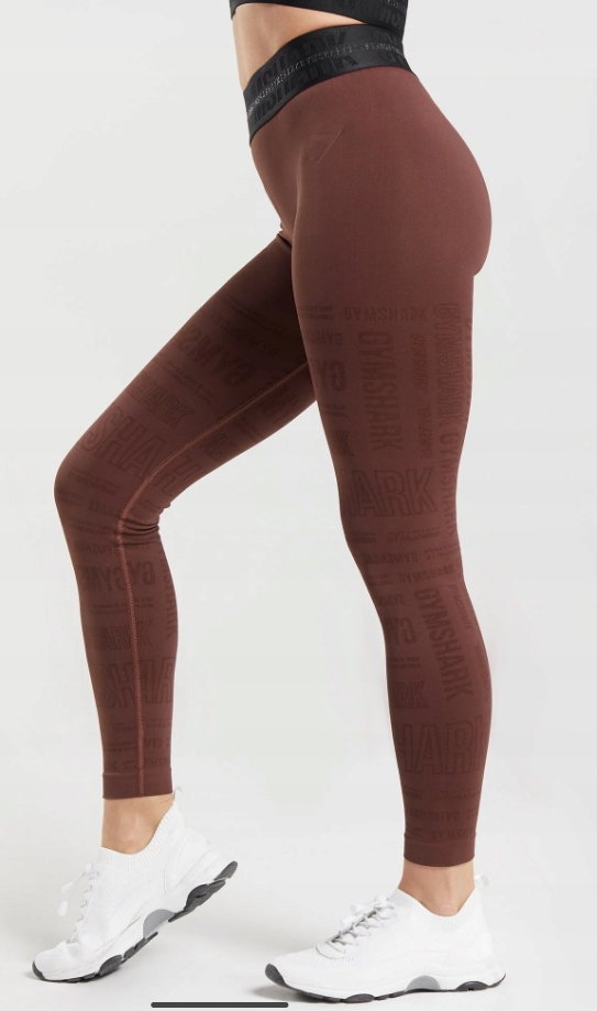 GYMSHARK LEGGINSY SPORTOWE DŁUGIE Z NAPISAMI BORDOWE S 1Z0G4_E* Rozmiar S