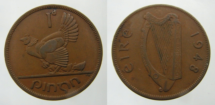 216. IRLANDIA, 1 PENNY, 1948