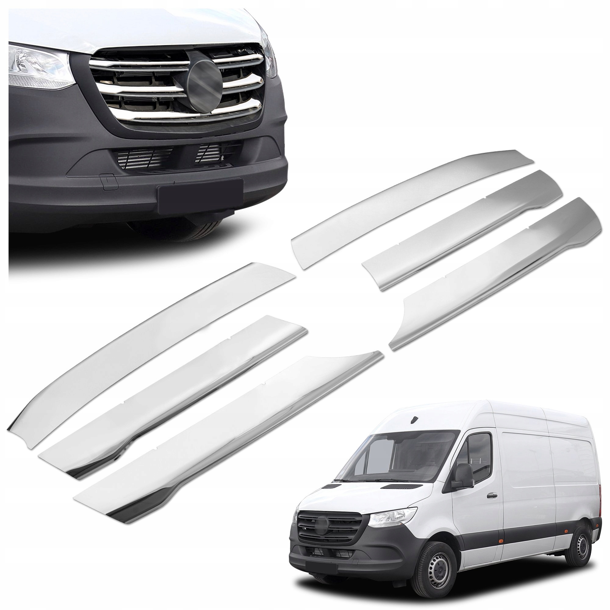 Lišty atrapy prednej grilovacej masky pre Mercedes Sprinter W907 2018-