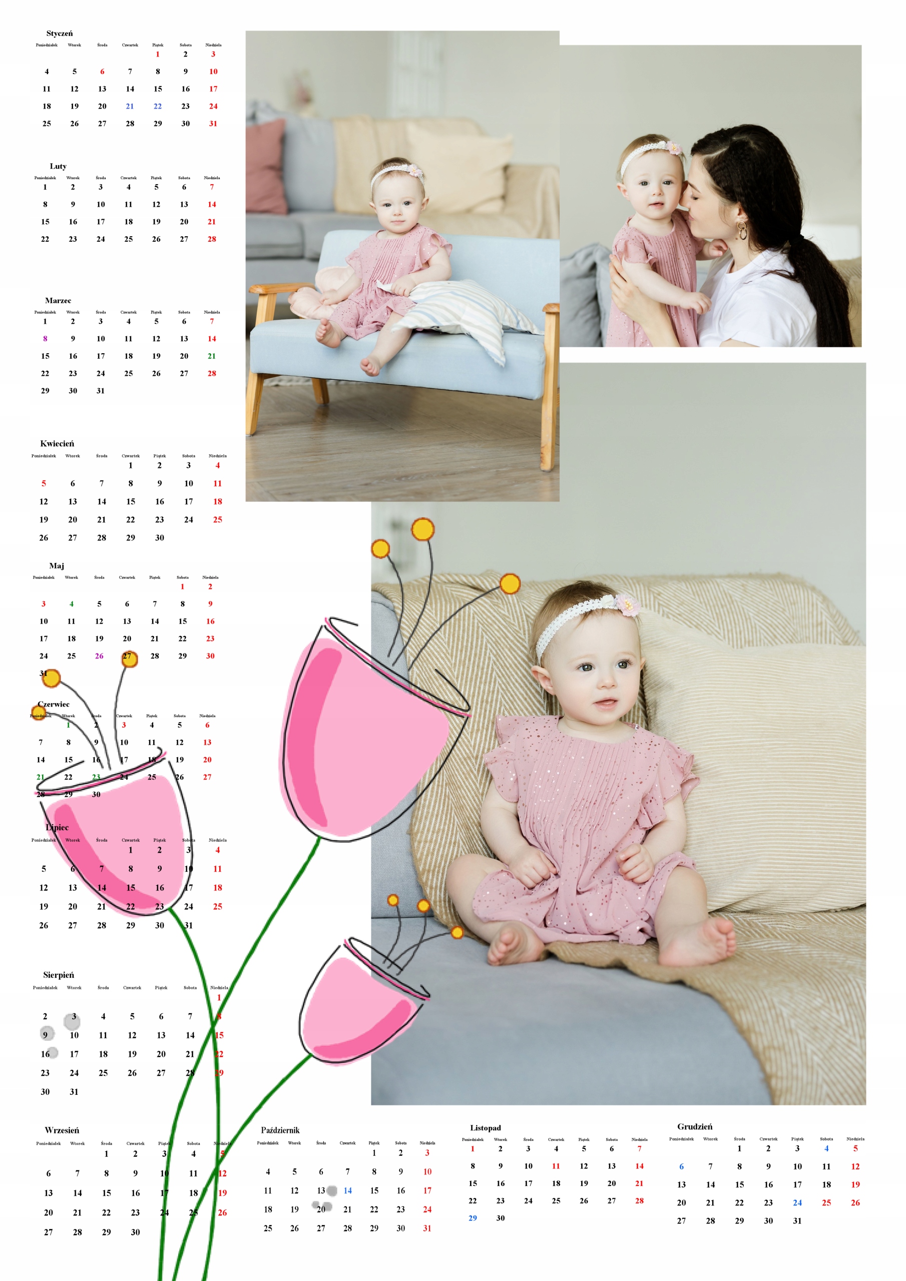 FOTO-KALENDARZ PLAKAT A3 TWOJE ZDJĘCIA KREATOR Kod producenta Plakat Duży