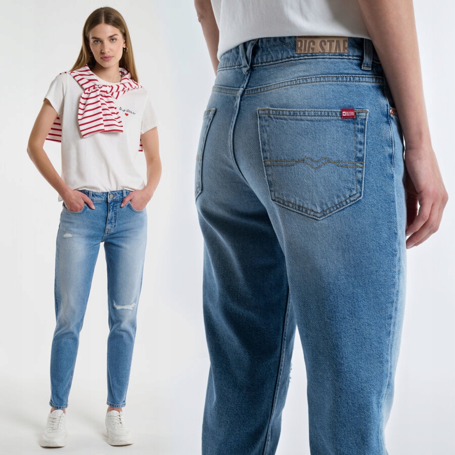 Big Star Jeansy Damskie Z Przetarciami Niebieskie Maggie 233 W29 L30