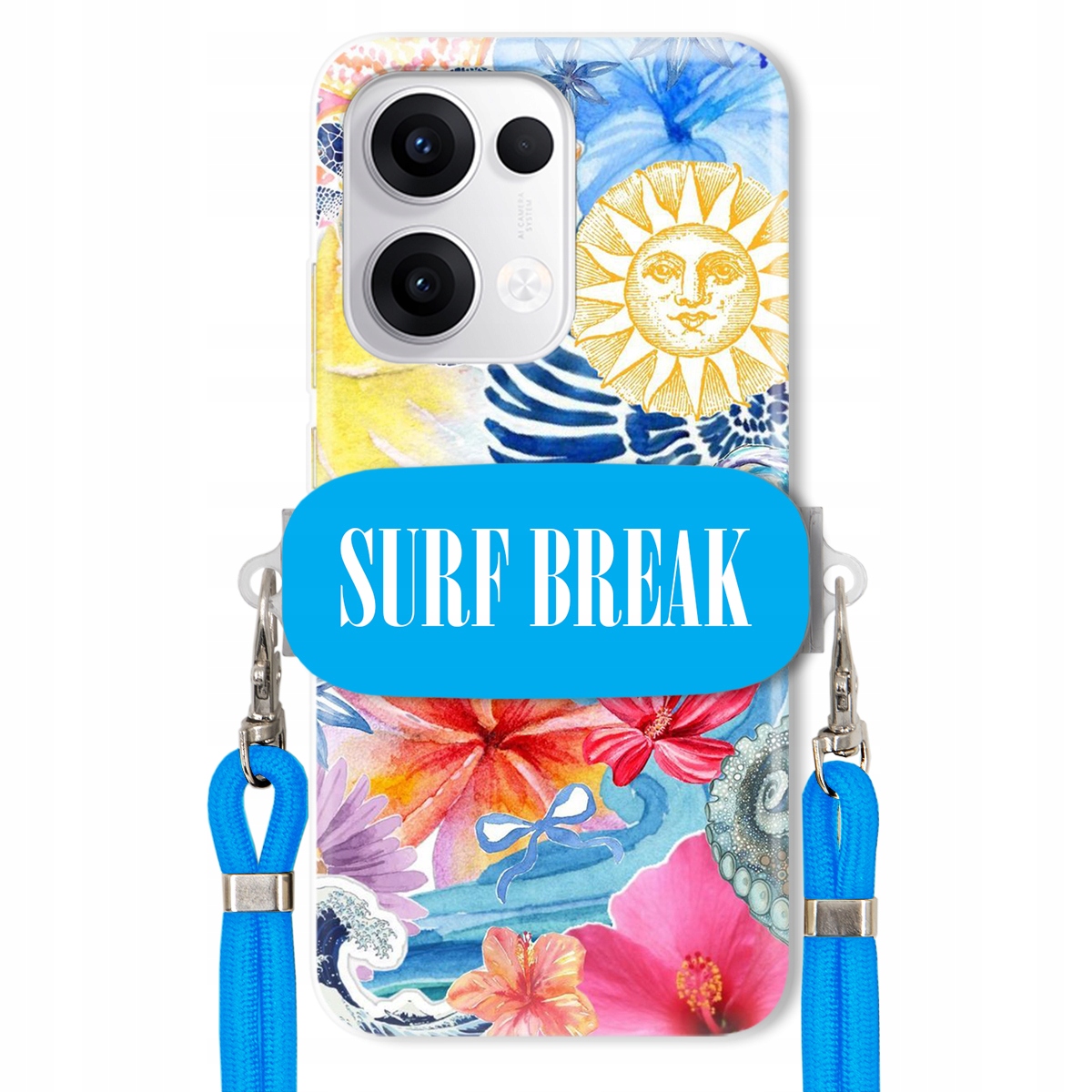 Puzdro pre Oppo Reno 13 5G Vodítko Crossbody Blue Držiak Surf Break Lata