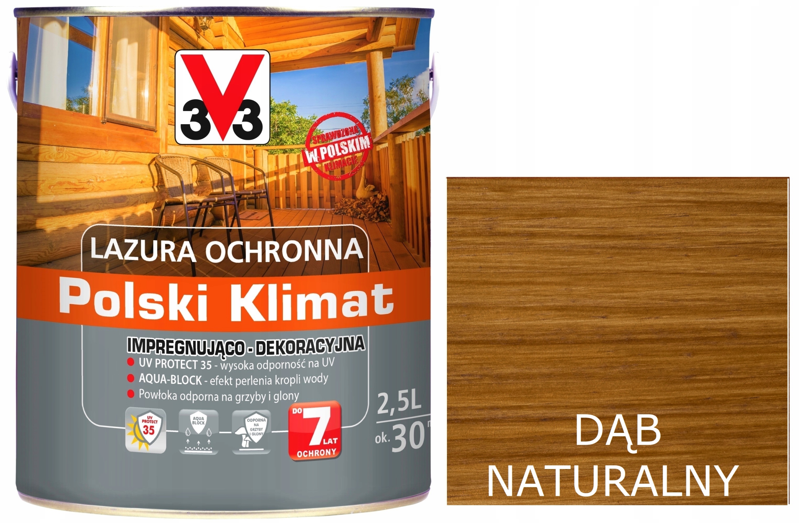 Lazura V33 Polski Klimat 7 lat Dąb Naturalny 2,5L
