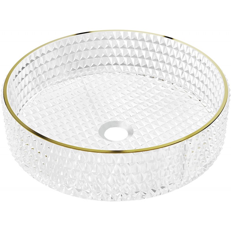 Mexen Aura skleněné umyvadlo 39x39 průhledné/Zlatá