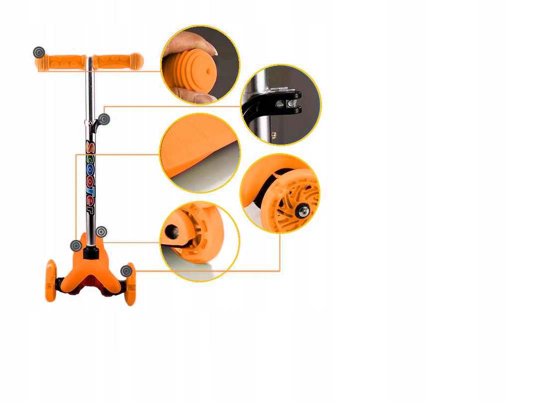 HULAJNOGA TRÓJKOŁOWA BALANSOWA KOŁA LED-POMARAŃCZ Kolor Pomarańczowy