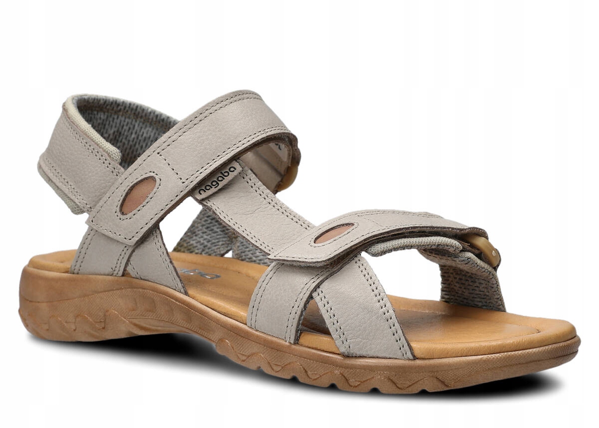 Nagaba 168 Popelavé Pohodlné, Kožené, Polské Dámské Sandály
