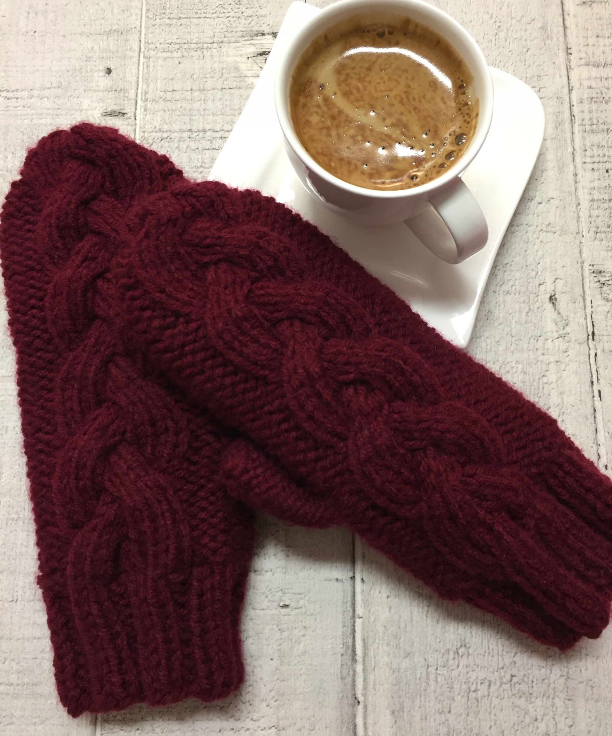 Rukávky vínové s copánky handmade