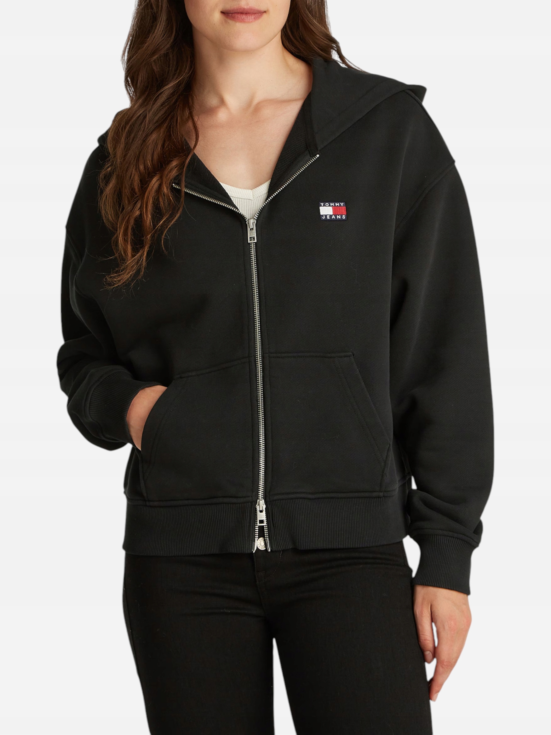 Dámská mikina Tommy Jeans , na zip, černá, L