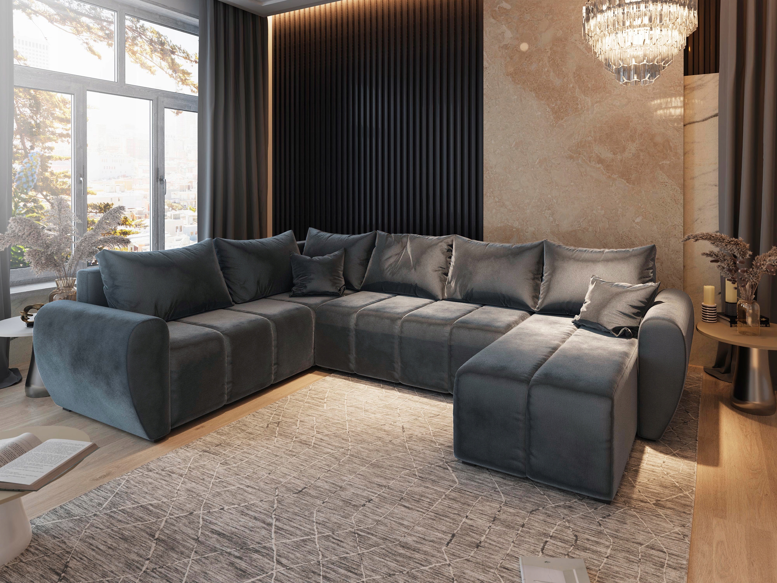 Velký Rohová Sedací Souprava Madison XL Rozkládací S Funkcí Spaní Pružiny, nádoba