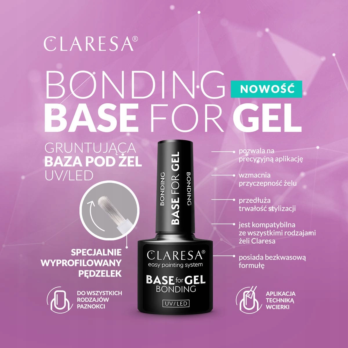 CLARESA BASE FOR GEL BEZKWASOWA BAZA HYBRYDOWA GRUNTUJĄCA POD ŻEL Kod producenta BASE FOR GEL