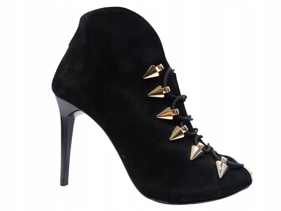 černé kotníkové boty na platformě bez prstů, kožené dámské boty, lodičky J.Wol 39