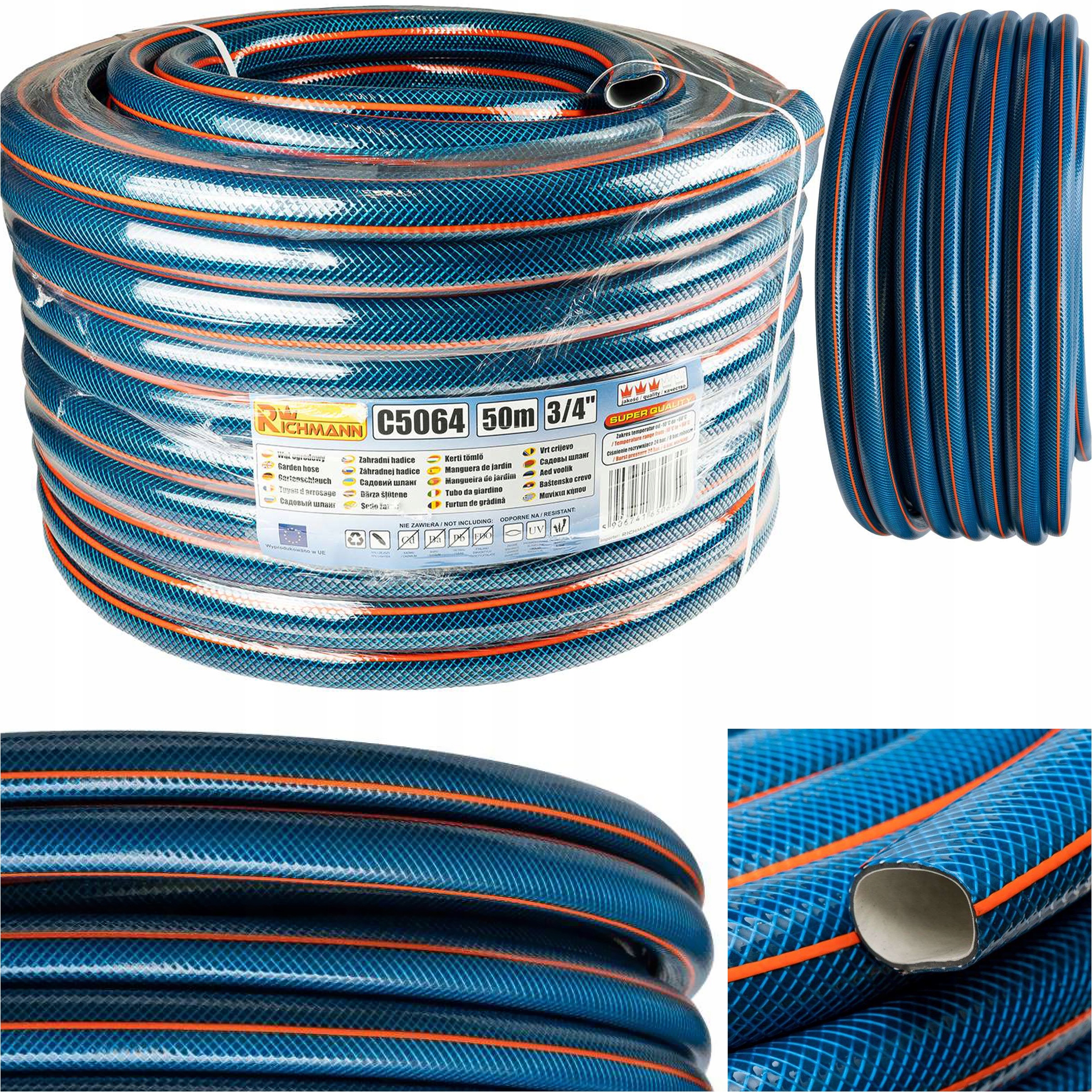 Wąż Ogrodowy Elastyczny 4-WARSTWOWY Premium Wytrzymały Odporny Uv 3/4" 50 M