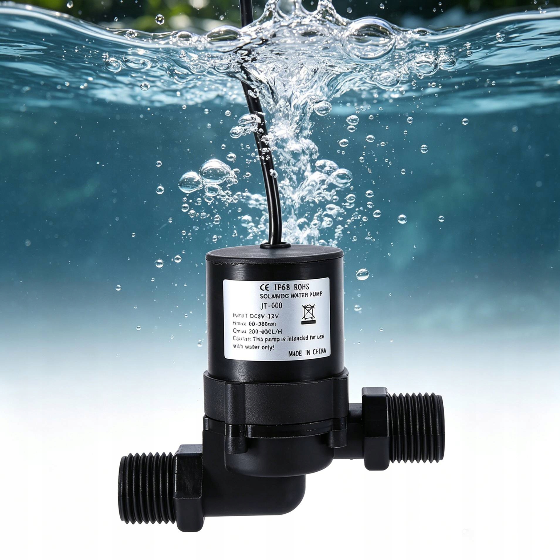 Solární vodní pumpa DC 12V cirkulační pro kapaliny 600 l/h JT600D-12