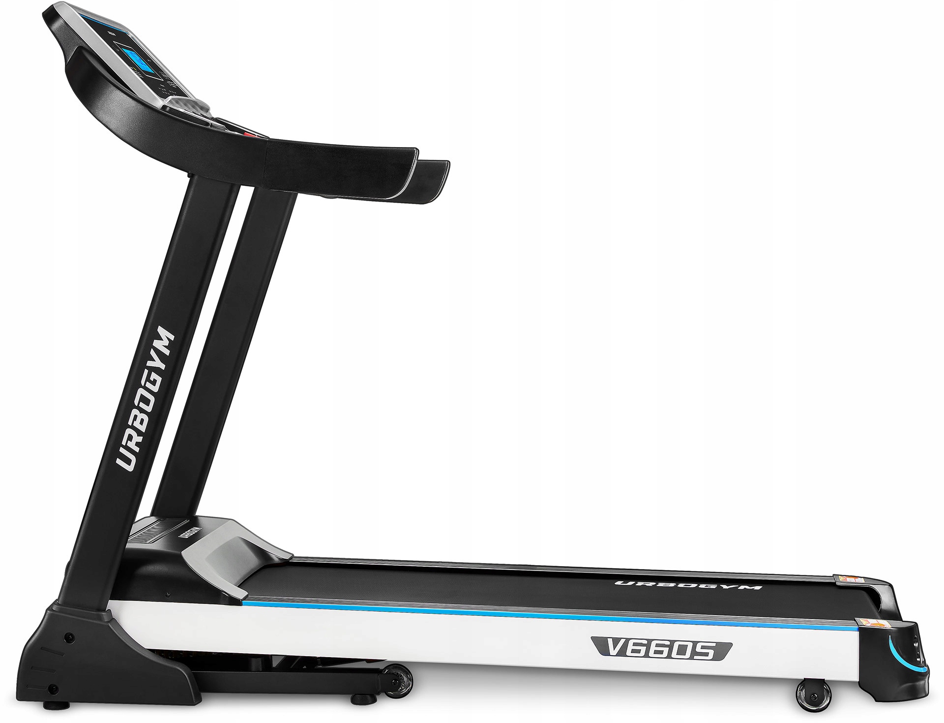 ELECTRIC TREADMILL V660S AUTO 15% KAMPO APGALVOJIMAS Papildomos funkcijos garsiakalbiai greitos prieigos raktai saugos raktas transportavimo ratai vieta vandens buteliukui vieta telefonui / planšetiniam kompiuteriui galimybė sulankstyti jutiklinius jutiklius USB įvesties ekranas