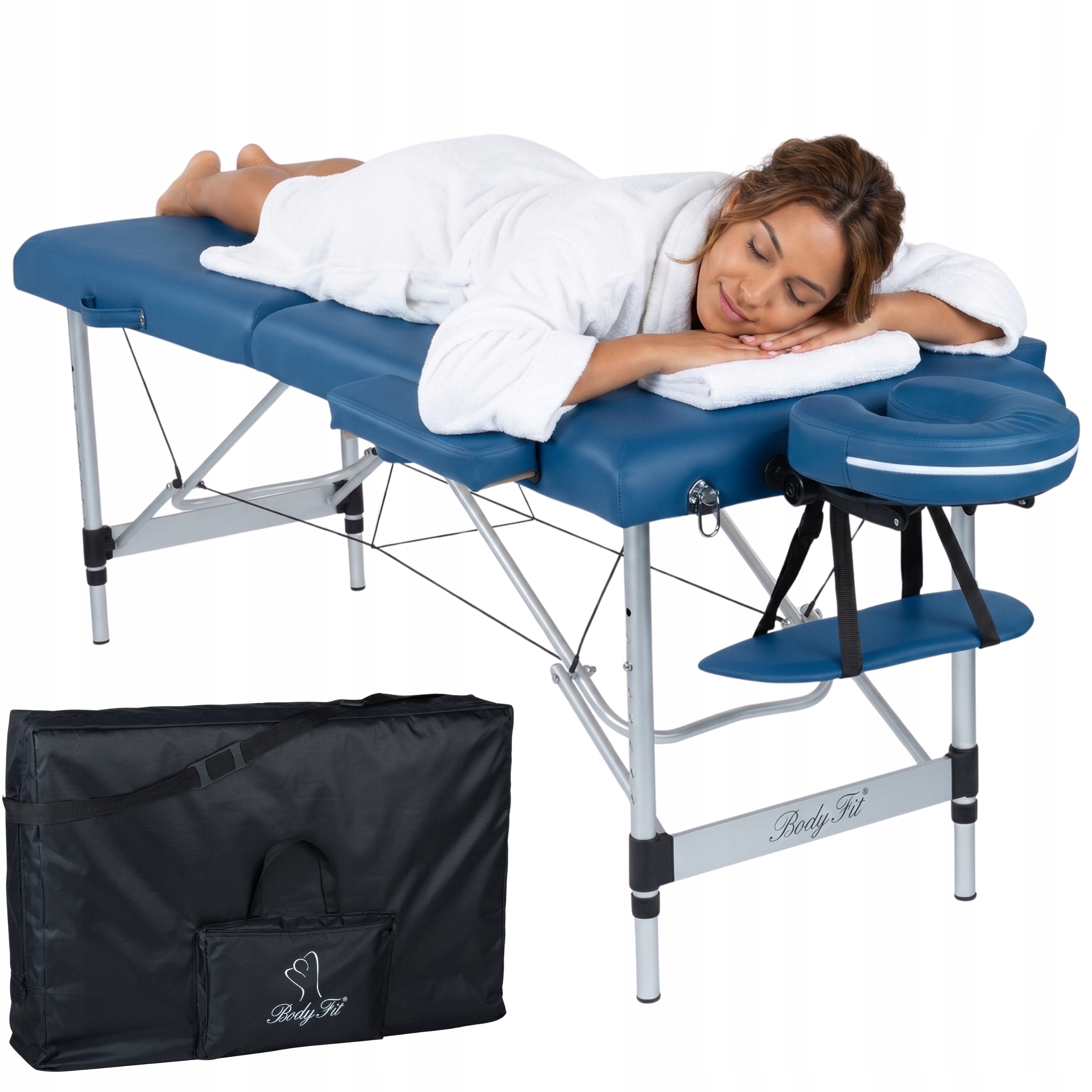 Łóżko do masażu składane aluminiowe kosmetyczne 2 segmentowe +Torba Bodyfit
