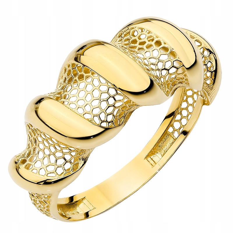 Široký Zlatý Prstýnek Ažurový 585 Zrnka r15