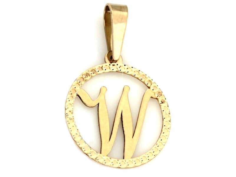

Złota przywieszka 333 literka W diamentowany ring