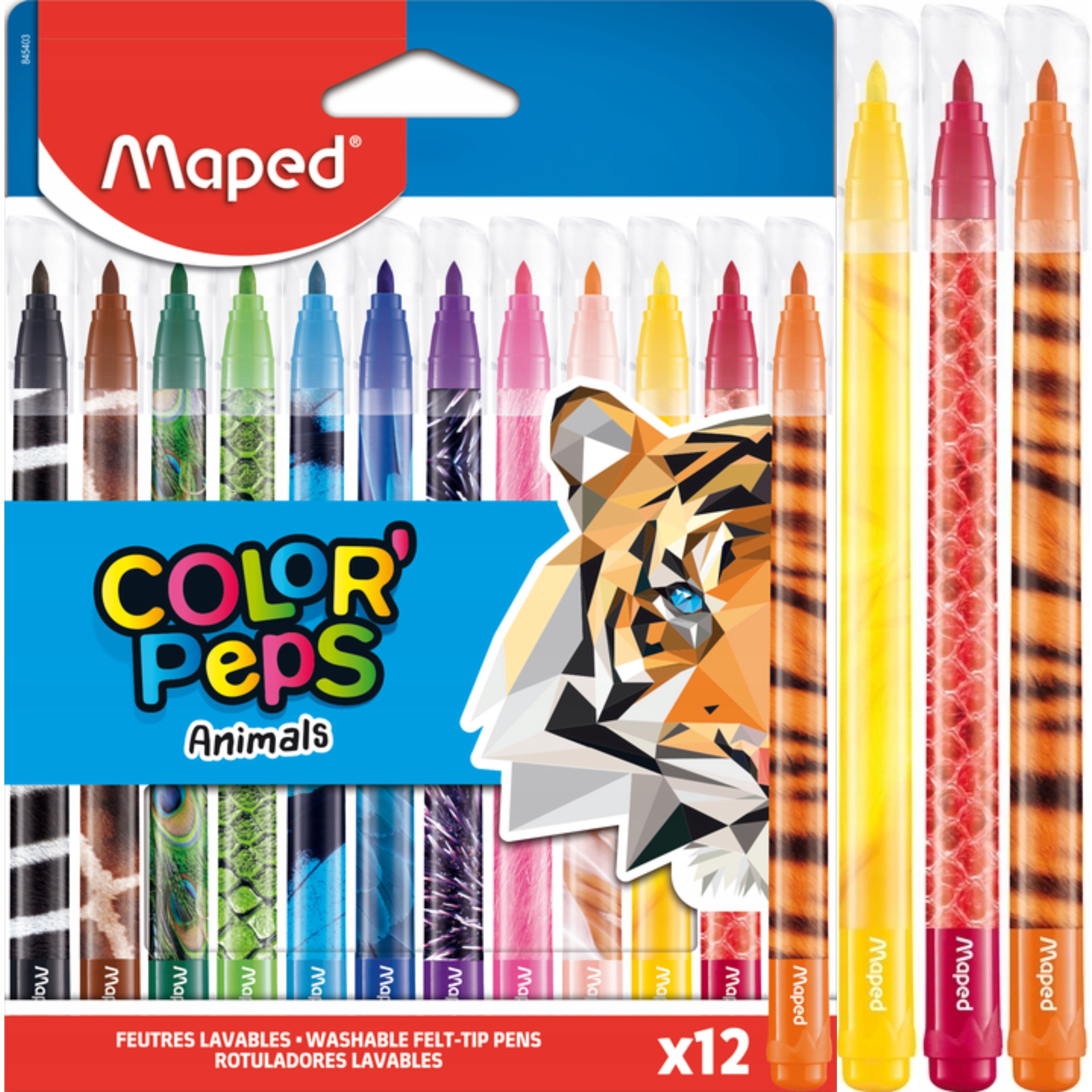 

Flamastry Mazaki Pisaki zmywalne Maped Animals x12