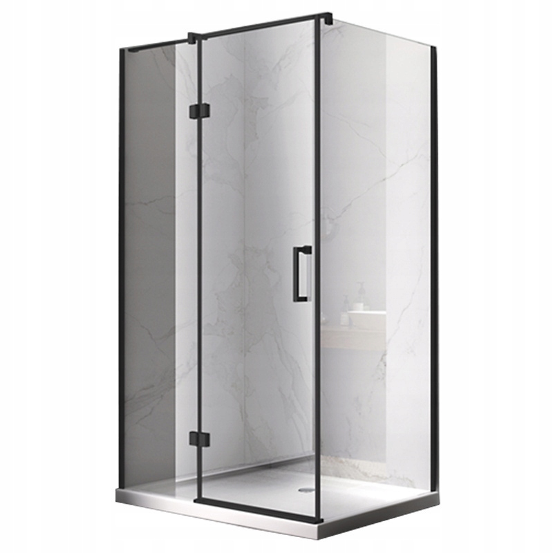 Kabina Prysznicowa Prostokątna ZES-KZ02D-BL-120X80 Czarna 120x80 CM