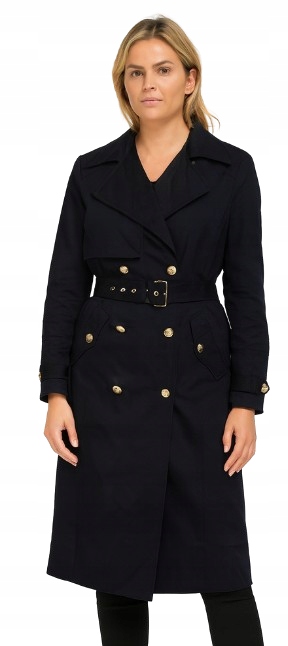 River Island Klasický Tmavě Modrý Kabát S Páskem Bavlna 38 Kwf