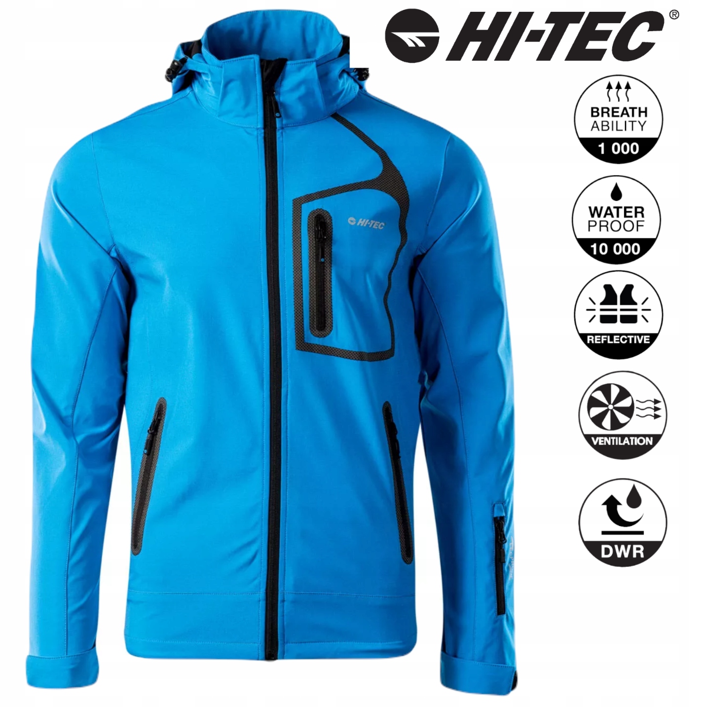 HI-TEC SOFTSHELL KURTKA MĘSKA NILS WODOODPORNA Z KAPTUREM XXL Rozmiar XXL