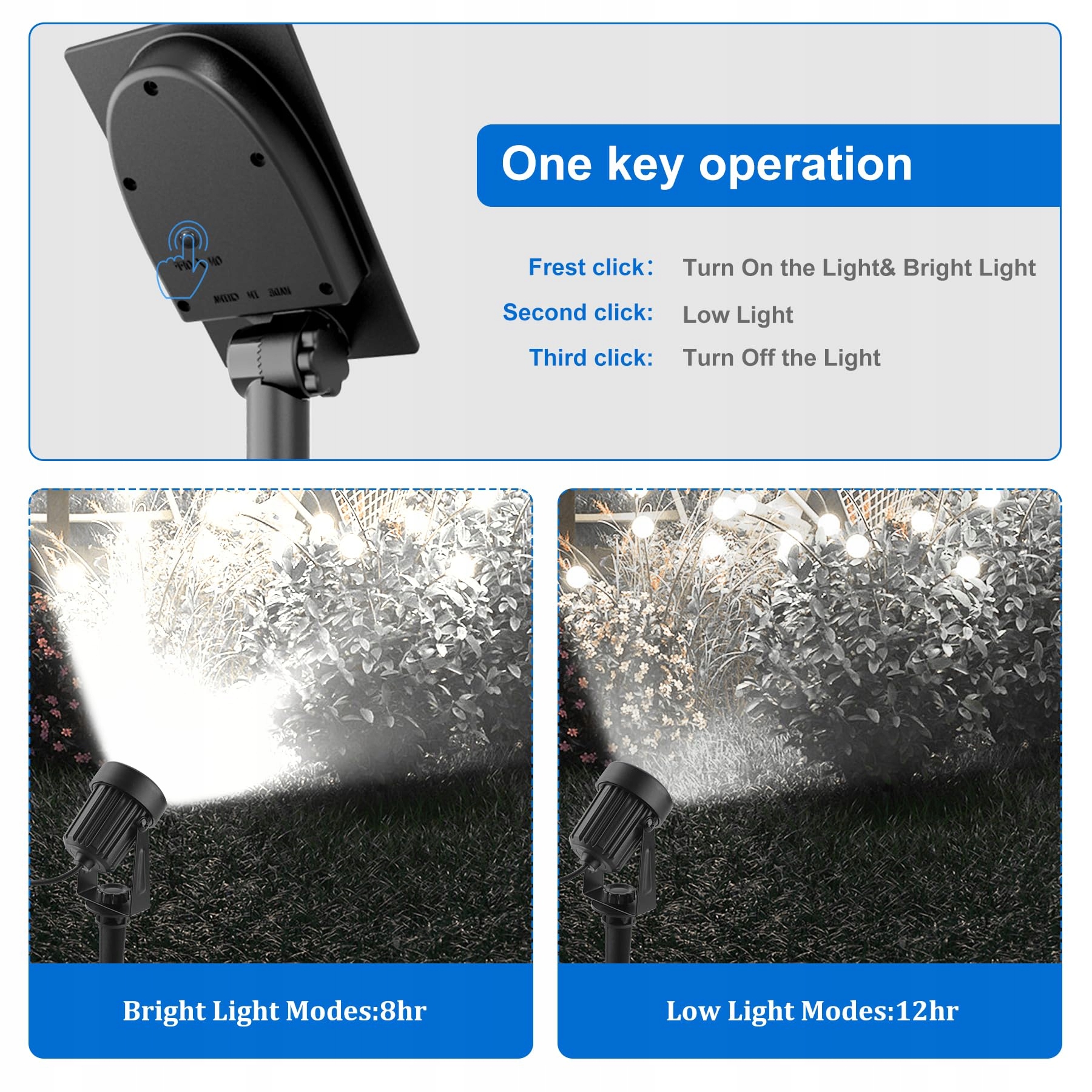 NATPOW LED Solar Garden Reflectors IP65 6000K 2 Brightness Levels — miniatura 7