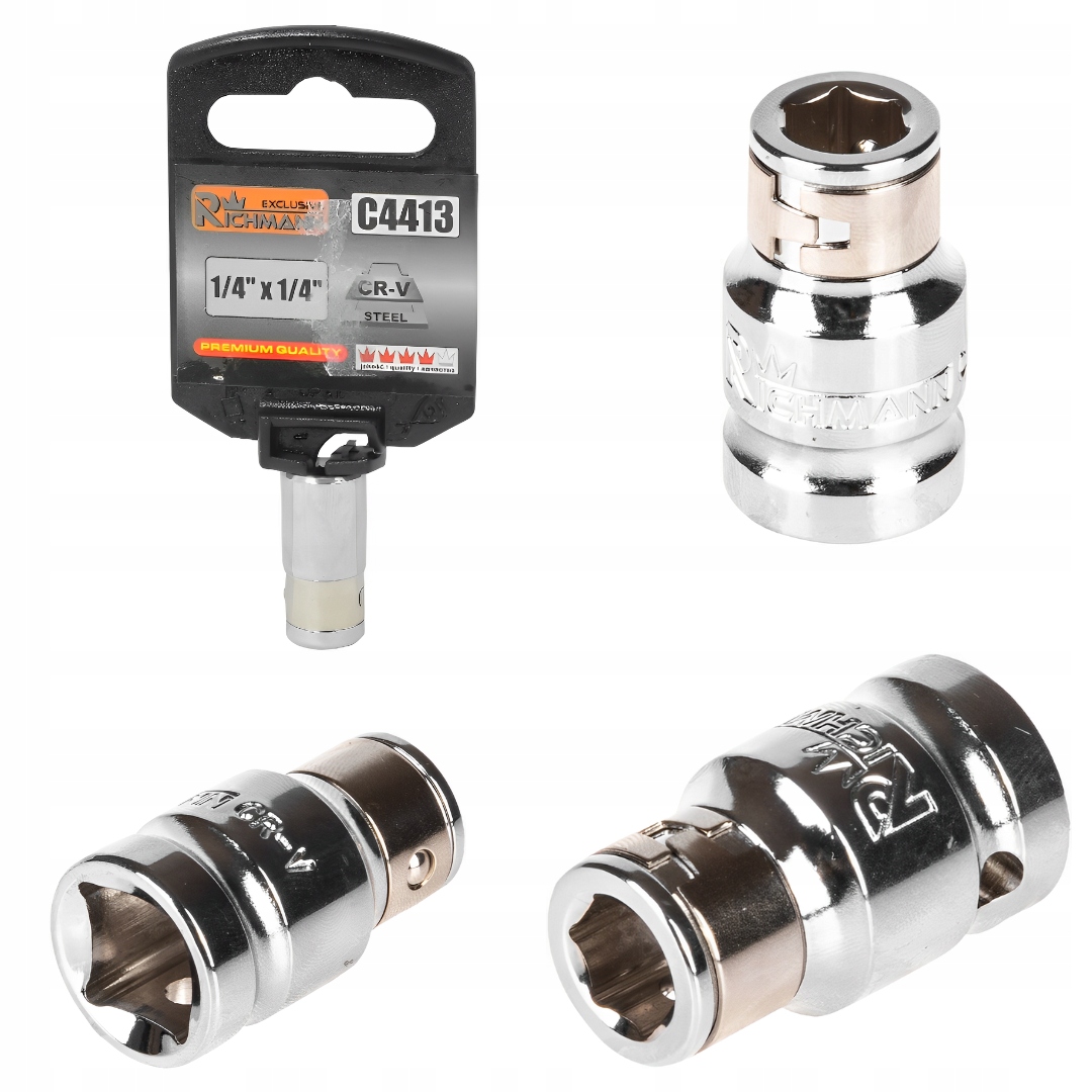 UCHWYT ADAPTER DO BITÓW KLUCZA 1/4" x1/4" POLEROWANA SOLIDNA RICHMANN C4413