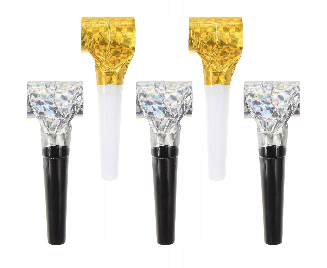 Gwizdki Urodzinowe Trąbki Rozwijane Holo 5 szt. Okazje urodziny