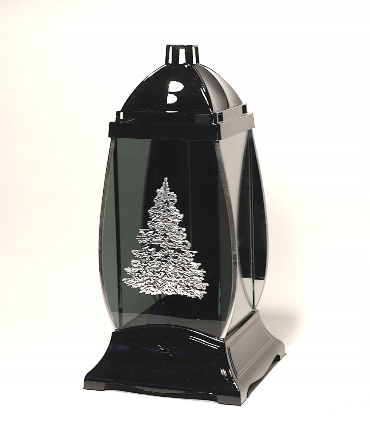 

Znicz szklany Black Mirror Baryłka choinka Srebro