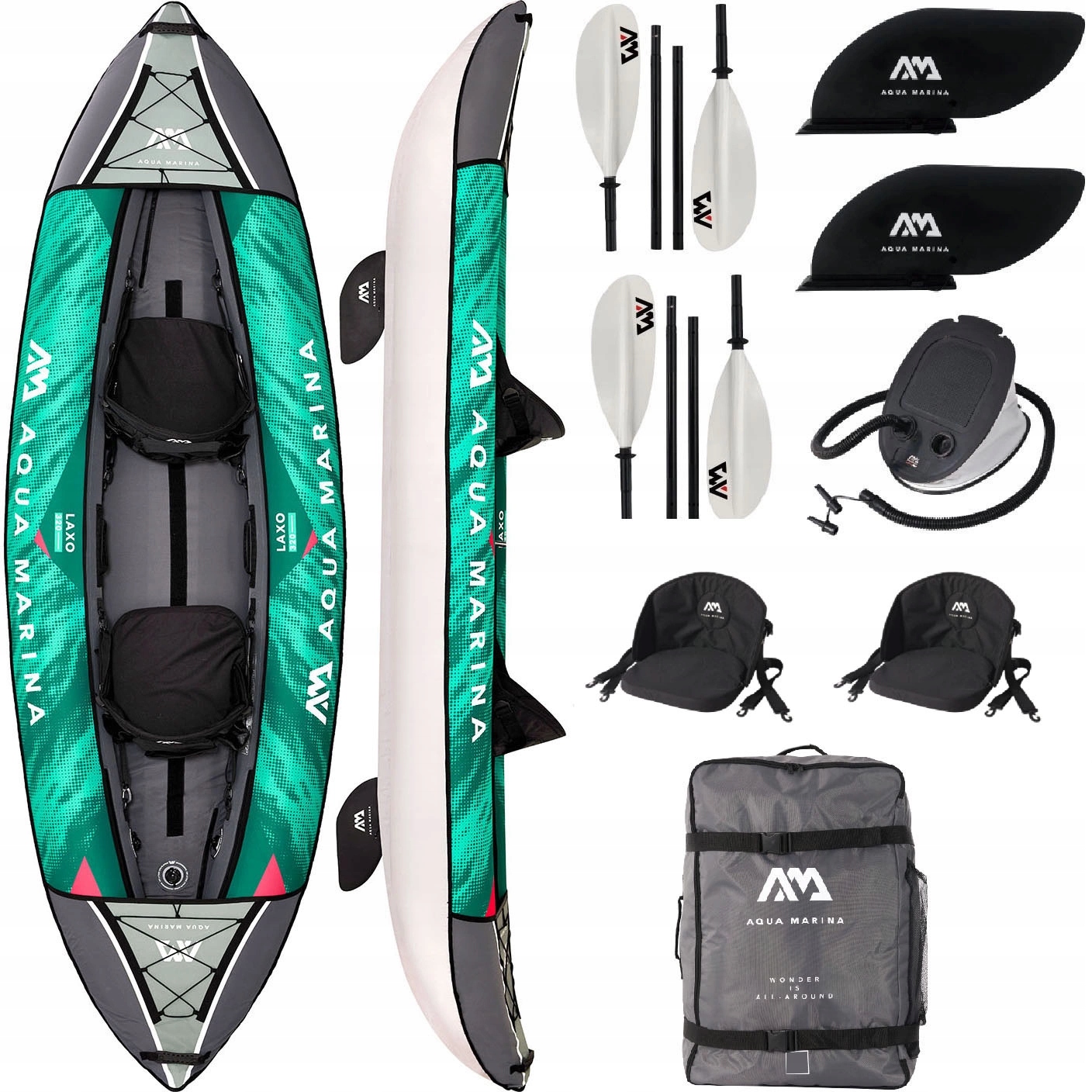 Kajak pompowany dmuchany Aqua Marina pneumatyczny Laxo 2-osobowy Wiosła