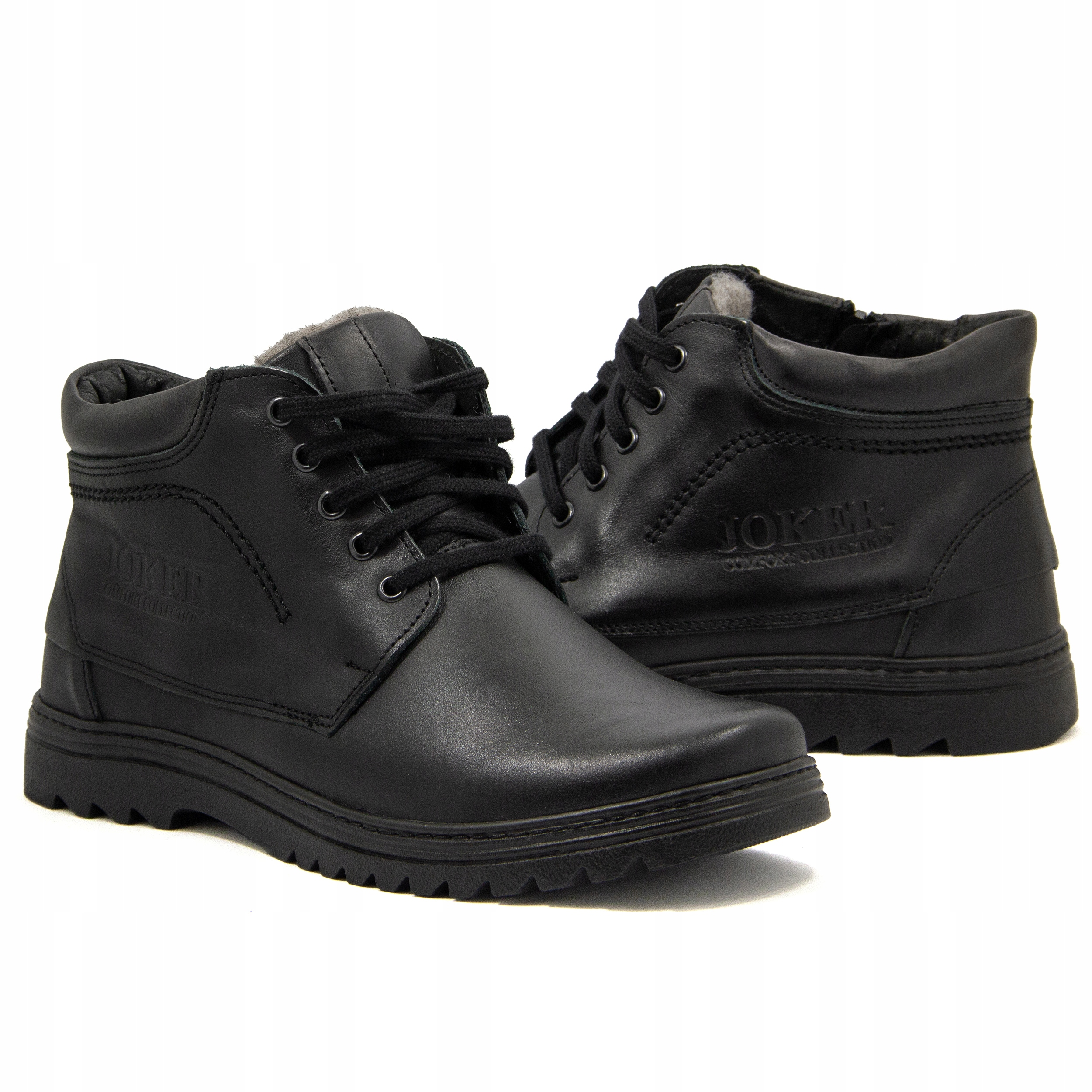 Polskie Buty zimowe trzewiki JOKER ocieplane skóra 508 czarne 43 Długość wkładki 28.5 cm