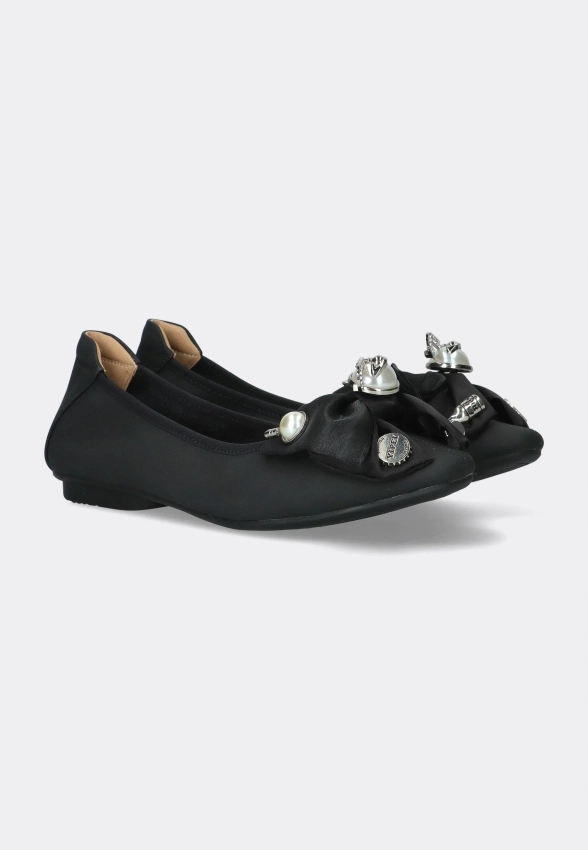 ozdobné stylové kožené baleríny Loretta Vitale W5301, černé, vel. 39
