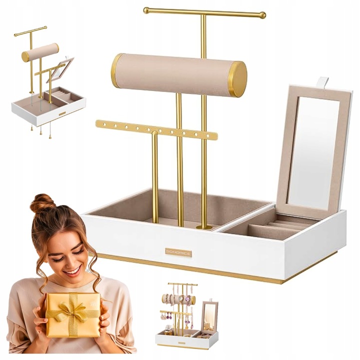 Stojan Na Šperky S Zrcadlem A Kovovým Rámem Organizér Držák Nápad Dárek