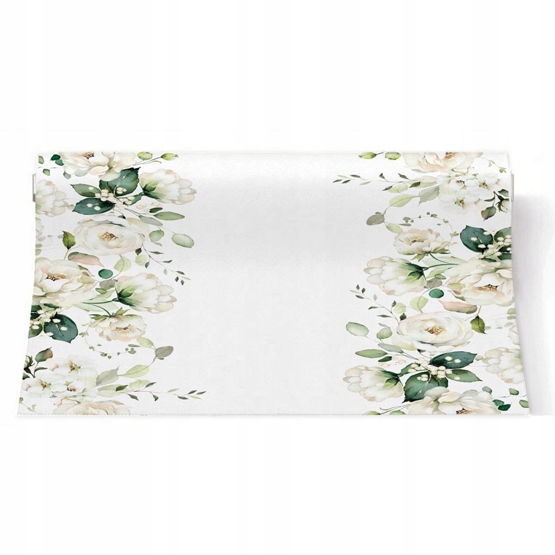 BIEŻNIK dekoracja stołu Białe Róże 40cmx10m