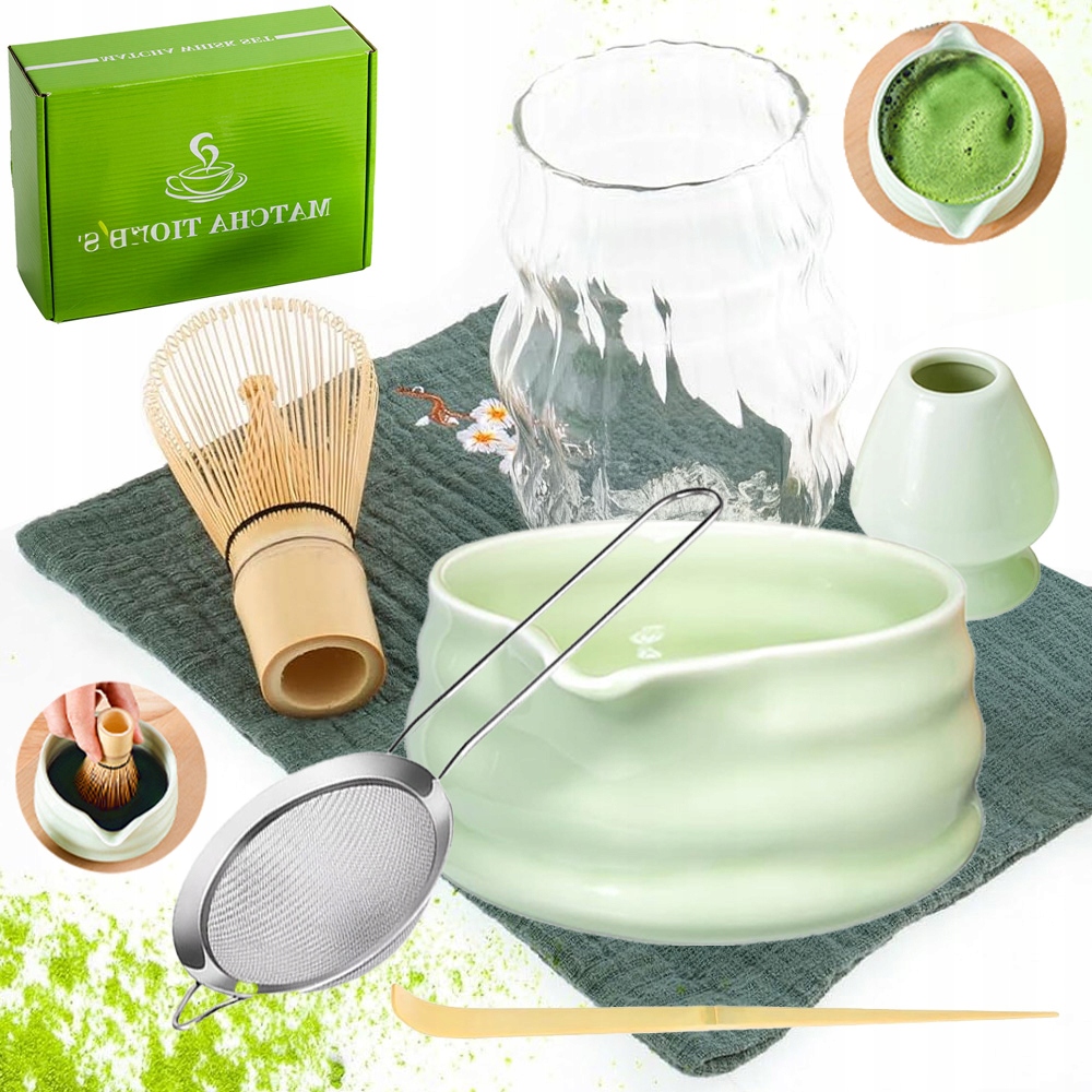 Zestaw Prezentowy Do Herbaty Matcha Czarka Miotełka Podstawka Wytrzymały