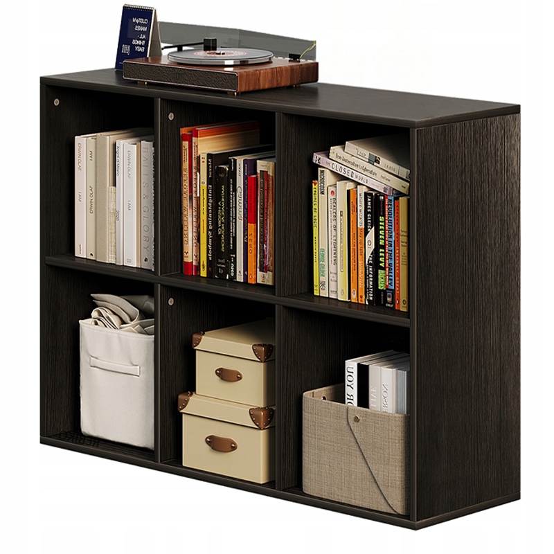 Otevřený Regál Komoda Kostka 3x2 Prostorný Loft Kancelářské Knihy Černý 100 CM